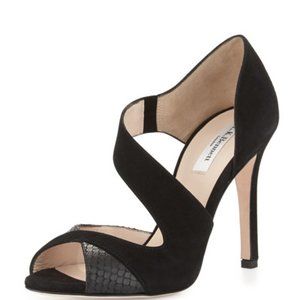 L.K. Bennett Laura Asymmetric Suede Pump - Black - Size 8